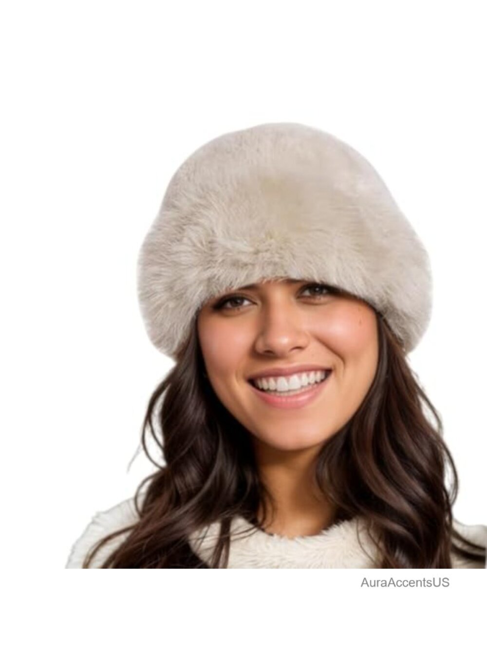 Womens Faux Fur Bucket Hat Warm Plush Fluffy Mongolian Fisherman Cap